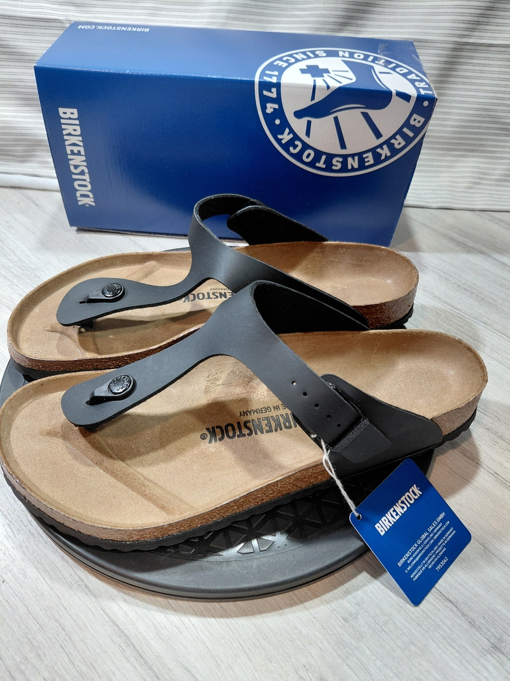 NWT Birkenstock Mens Gizeh B.S Black Oiled Nubuck Leather Thong Sandals EU44 M11